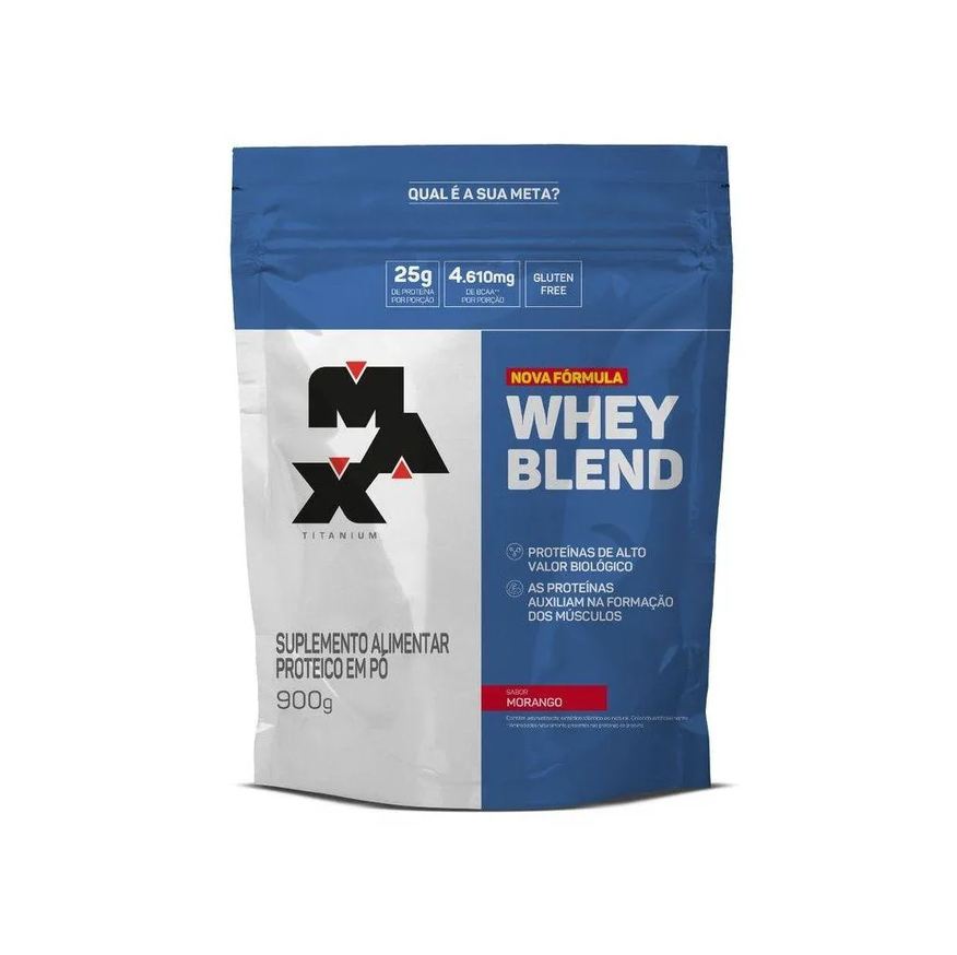Max Titanium Whey Blend Refil (900g) - Sabor: Morango