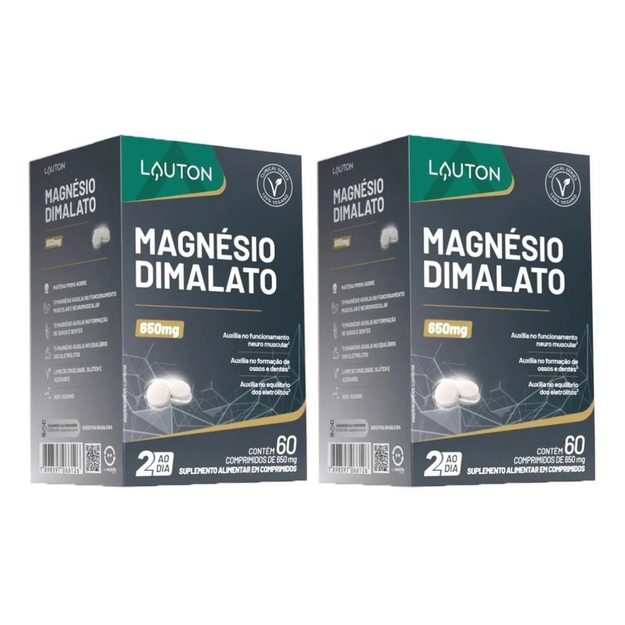 Lauton Kit 2x Magnésio Dimalato 60 comprimidos