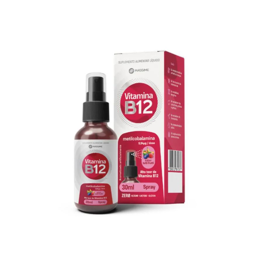 Massime Vitamina B12 Spray 9,94mcg 30ml Metilcobalamina - Dose Máxima Sabor Tutti Frutti