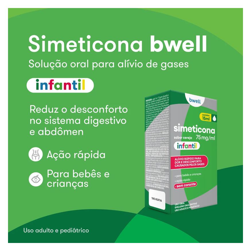 bwell Simeticona Infantil 75mg/ml Sabor Cereja 15ml