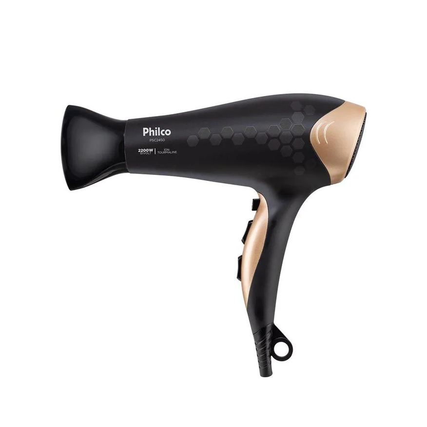 PHILCO SECADOR DE CABELO PSC2450 - 2200W, COM 3 TEMPERATURAS E 2 VELOCIDADES, BIVOLT 28 Preto