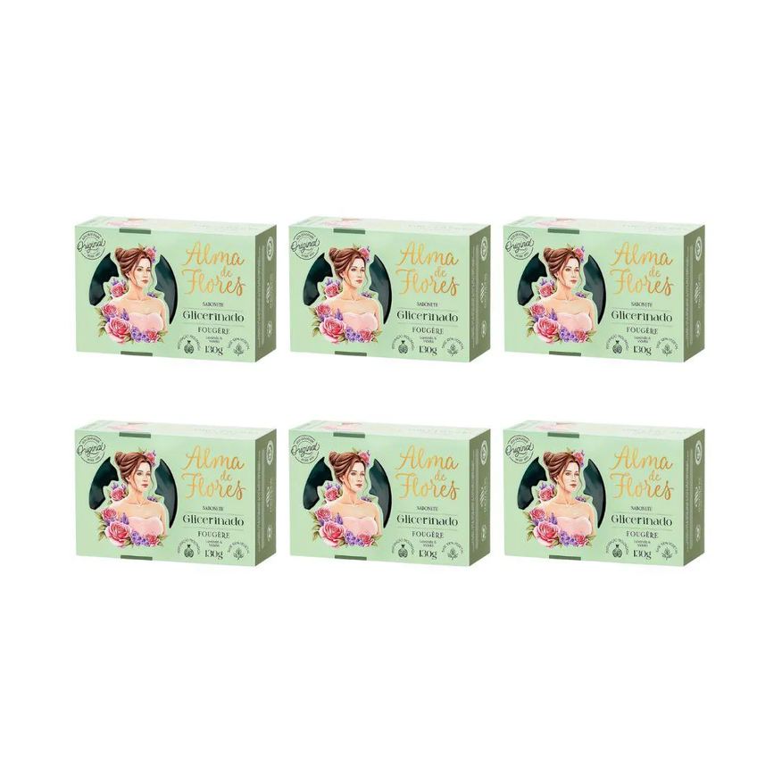 Alma de Flores Sabonete 130g Glicerinado Fougere - Kit 6 unidades