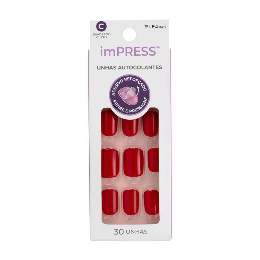 Autocolantes Unhas Kiss NY Impress Color Quadrado Curto Tweetheart 30 Unidades