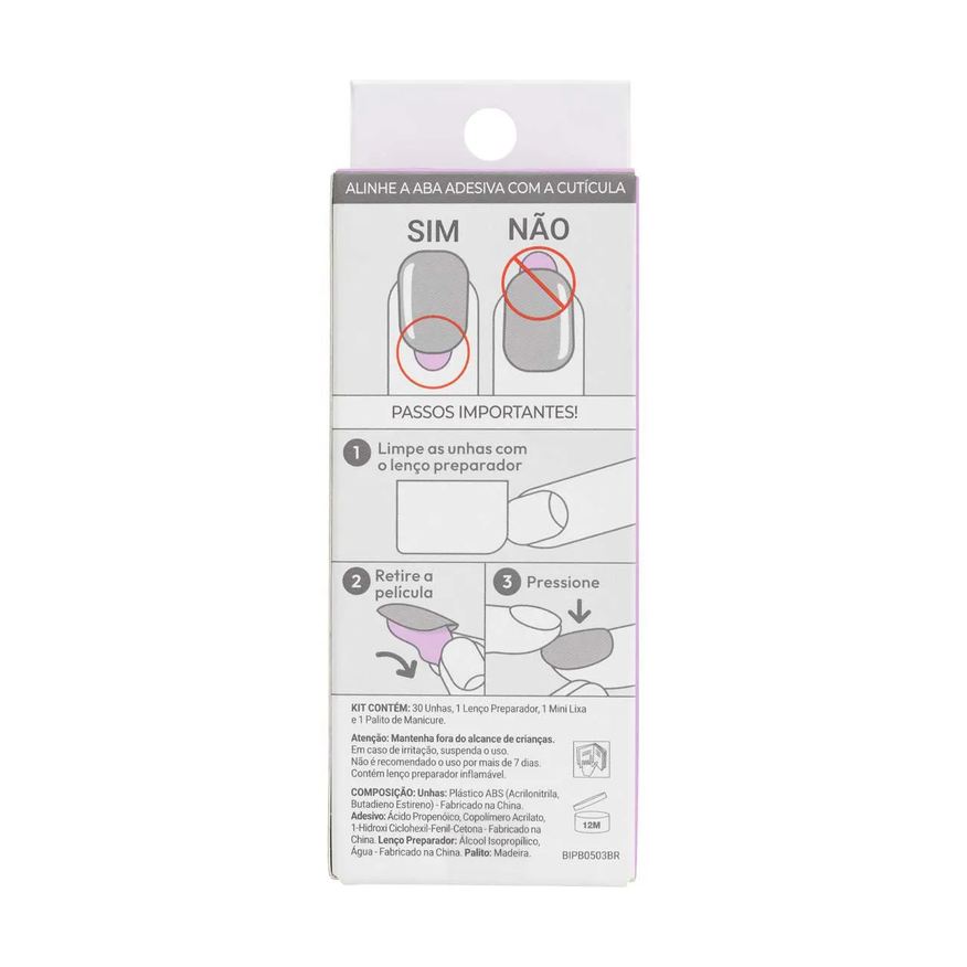 Autocolantes Unhas Kiss NY Impress Color Quadrado Curto Tweetheart 30 Unidades