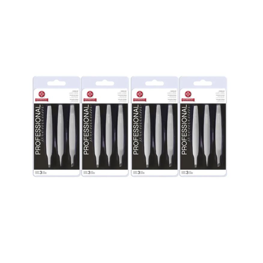 12 Kit Pinças de Sobrancelha Bc-394 Profissional Aço Mundial