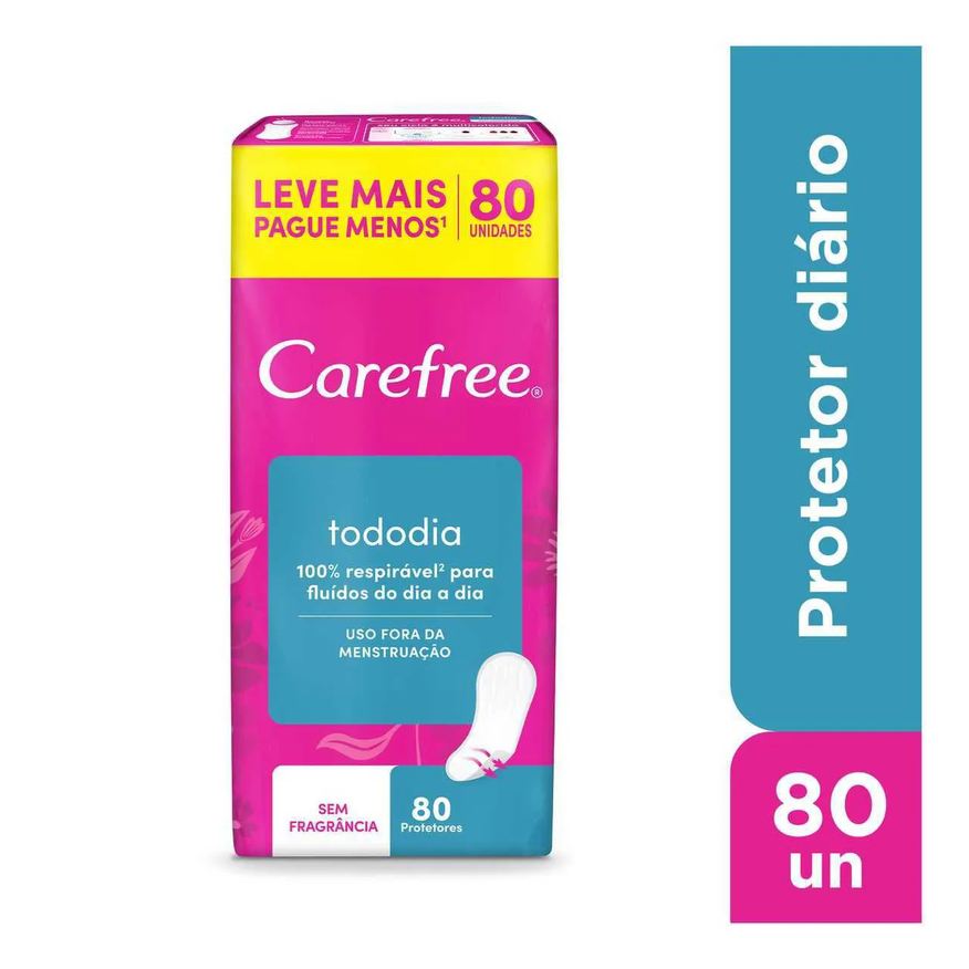 Diário Protetor Carefree Tododia Sem Perfume 80 unidades