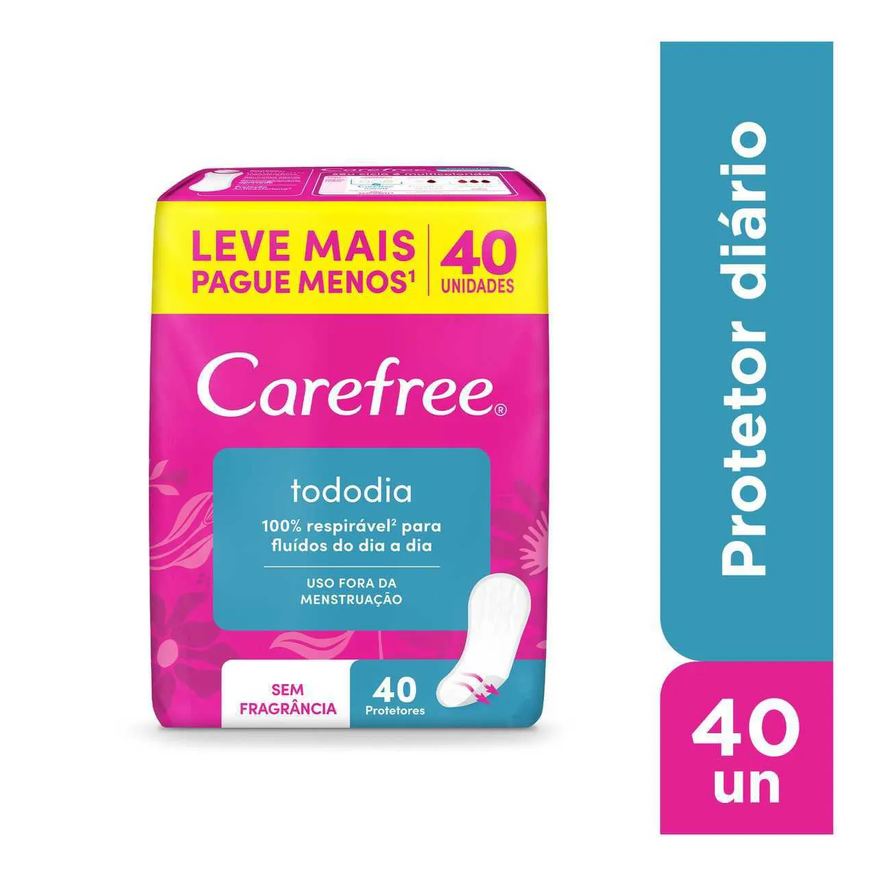 Diário Protetor Carefree Todo Dia Sem Perfume 40 unidades