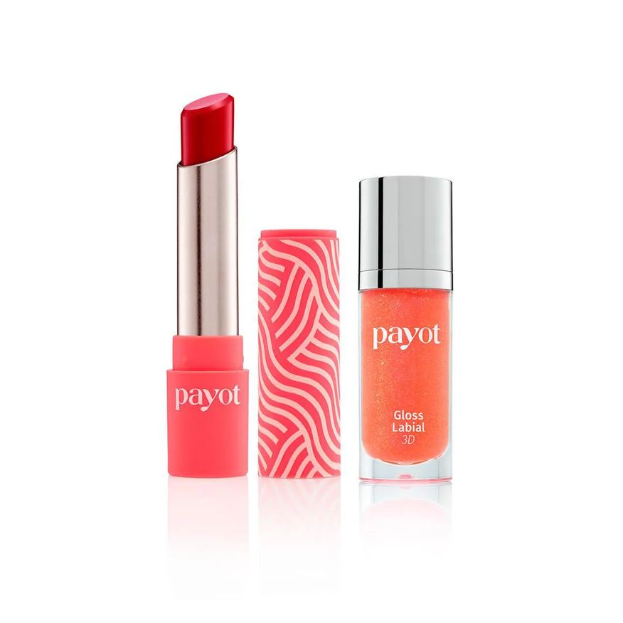 Payot Kit Lábios Chérie - Batom Matte Carmim + Gloss Labial 3d Coral 10