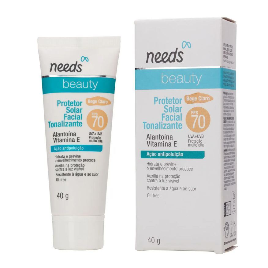 Needs Protetor Solar Facial Beauty FPS 70 Bege Claro 40g