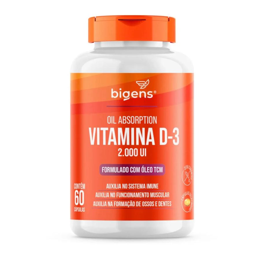 Bigens Vitamina D3 2000ui com Tcm 400mg 60 Capsulas sem Sabor