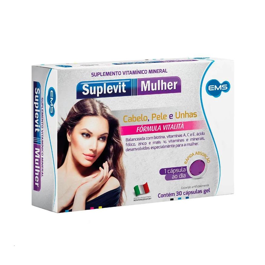 Ems Suplemento Suplevit Mulher Cabelo Pele E Unhas 60cps