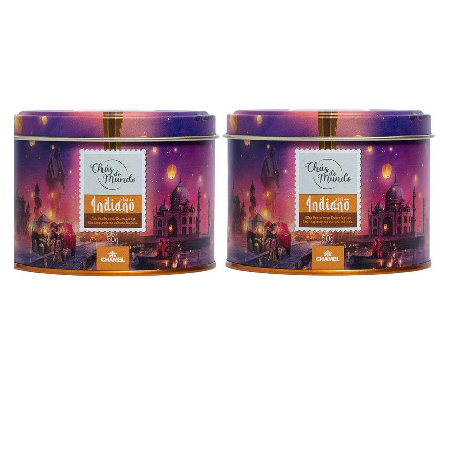 Chamel Kit 02 Chás do Mundo Pouch Chá Indiano Lata 50g