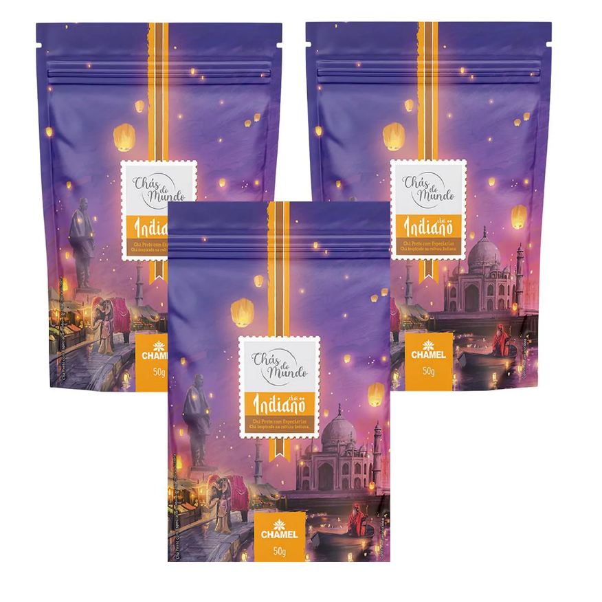 Chamel Kit 03 Chás do Mundo Pouch Chá Indiano 50g