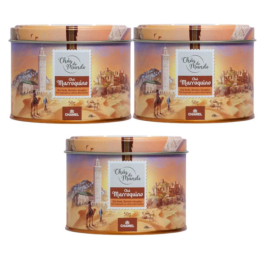 Chamel Kit 03 Chás do Mundo Pouch Chá Marroquino Lata 50g