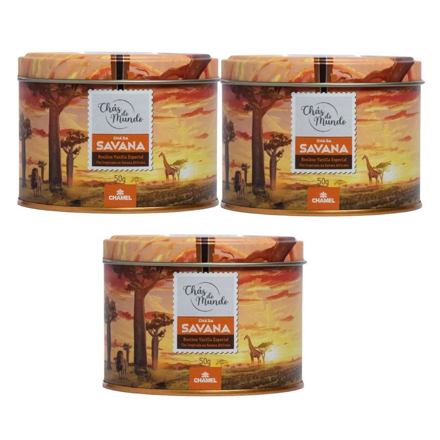 Chamel Kit 03 Chás do Mundo Pouch Chá Savana Lata 50g