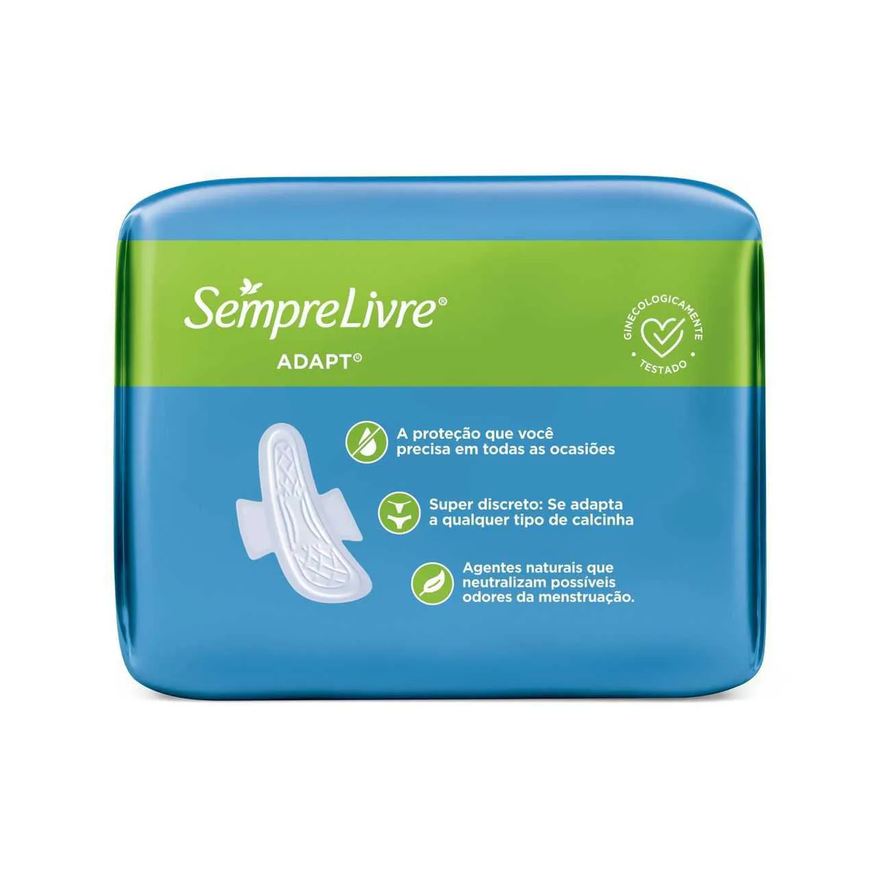 Sempre Absorvente Livre Adapt Cobertura Suave Com Abas com 8 unidades