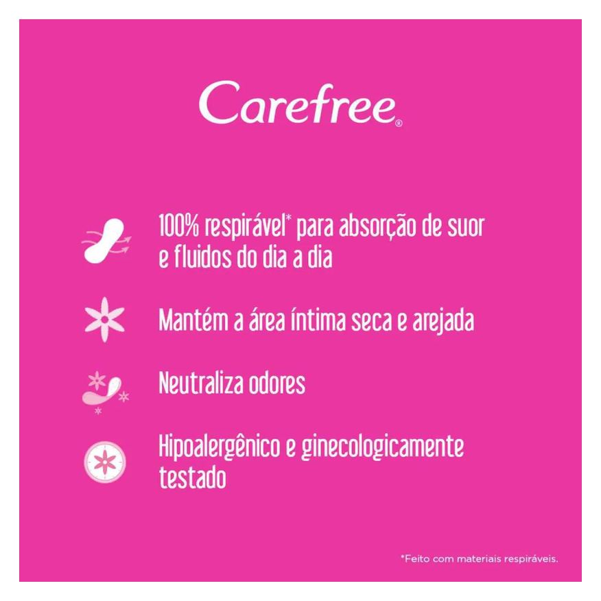 Diário Protetor Carefree Tododia Sem Perfume 80 unidades