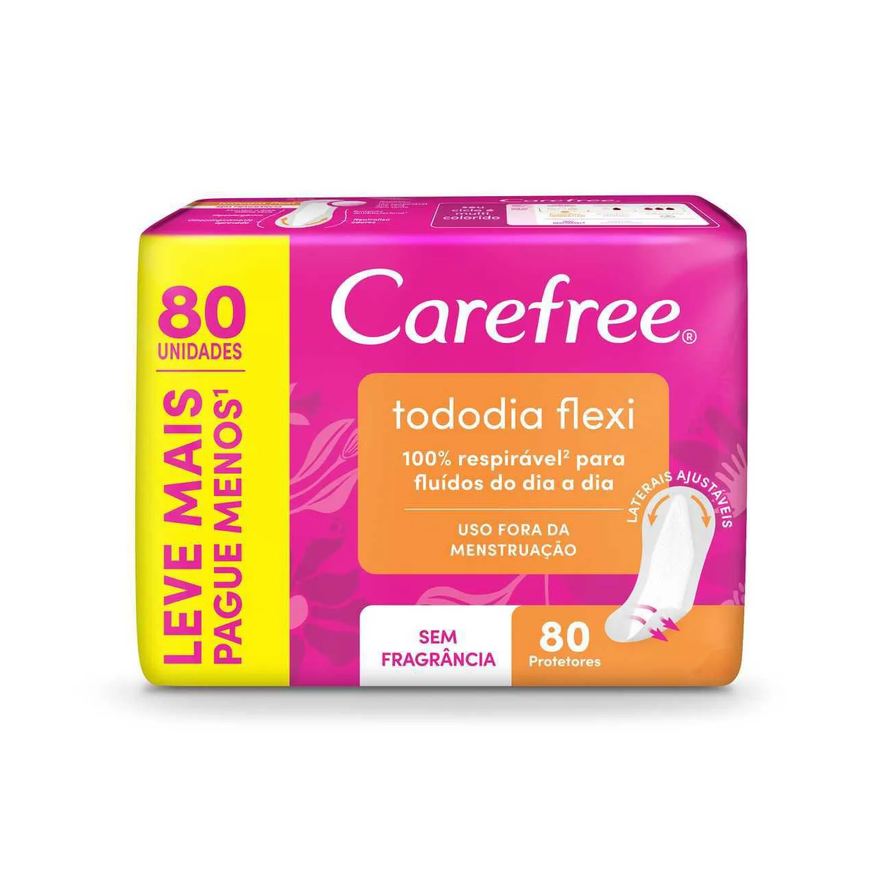 Diário Protetor Carefree Tododia Flexi Sem Perfume com 80 unidades