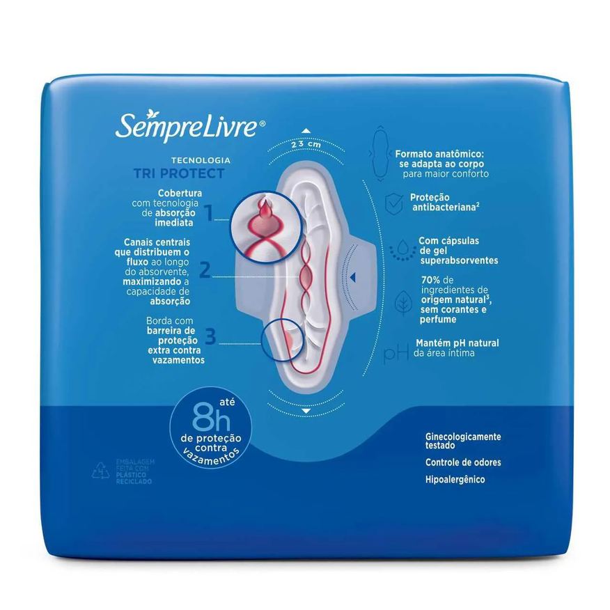 Sempre Absorvente Livre Adapt Plus Cobertura Suave Com Abas 32 unidades
