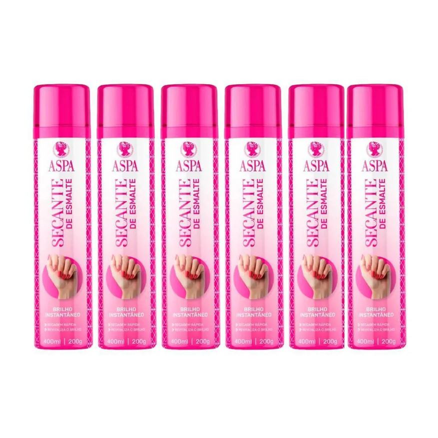 6Un Kit Spray Secante de Esmalte Aspa - 400ml - Seca Instantaneo