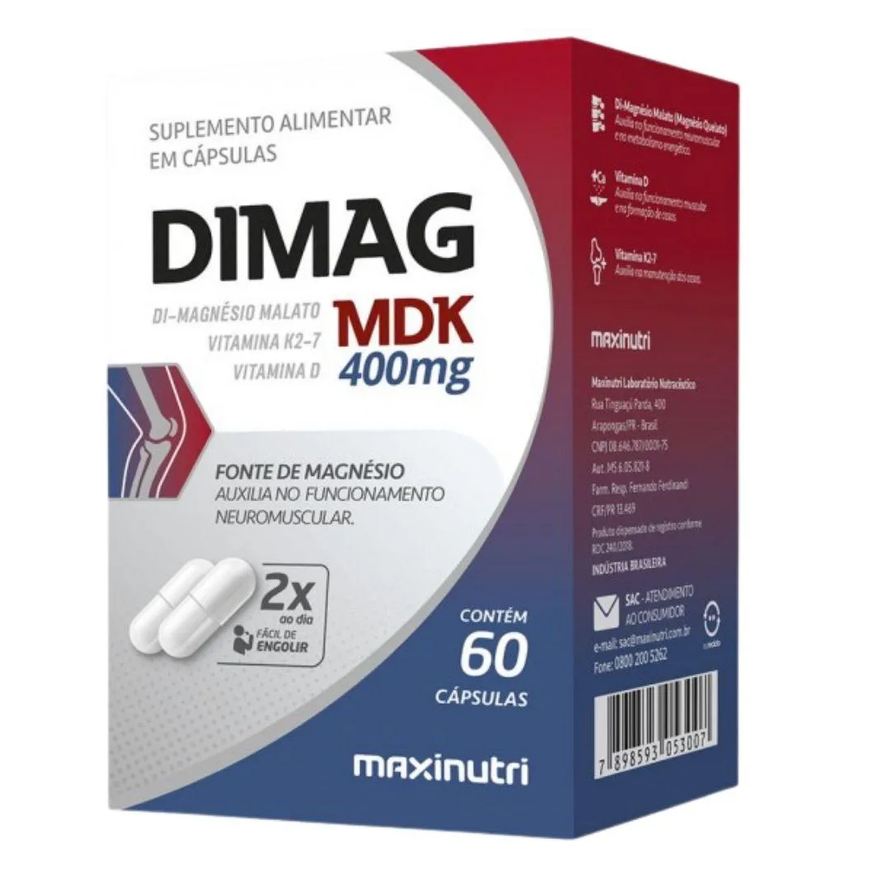 Maxinutri Dimag Mdk ( Magnésio Dimalato + Vitaminas D3 e K2) 60 cápsulas