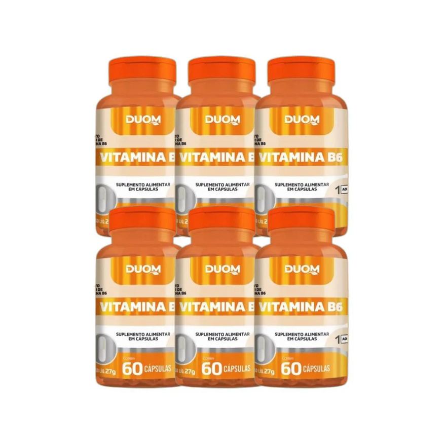 Duom Kit 6x Suplemento Alimentar Vitamina B6 60 Cápsulas