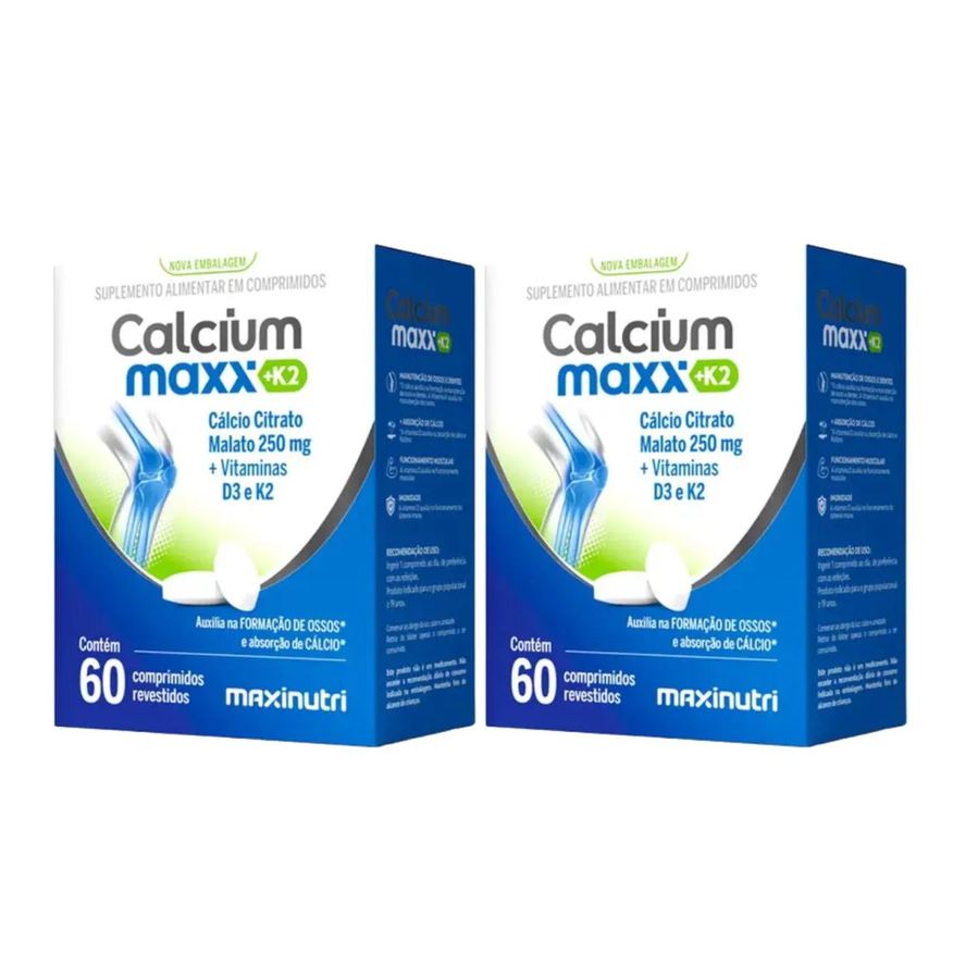 Maxinutri Kit C2 Cálcio Maxx, Vitamina D3 E K2 60caps