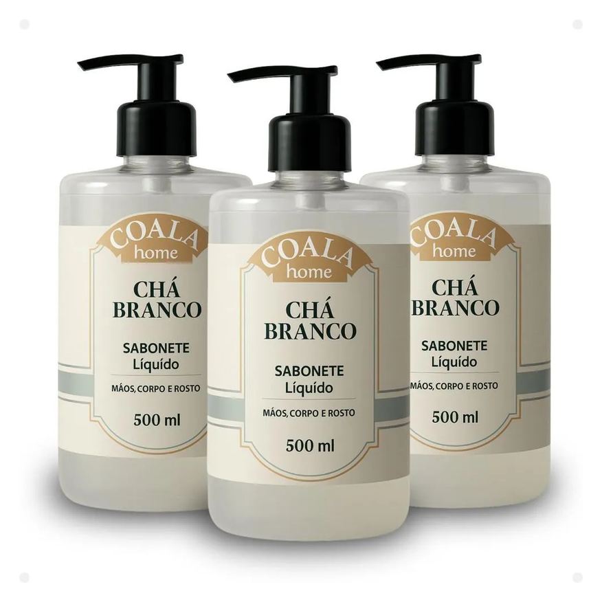 COALA KIT HOME: 3 SABONETES LIQUIDOS CHá BRANCO 500ml