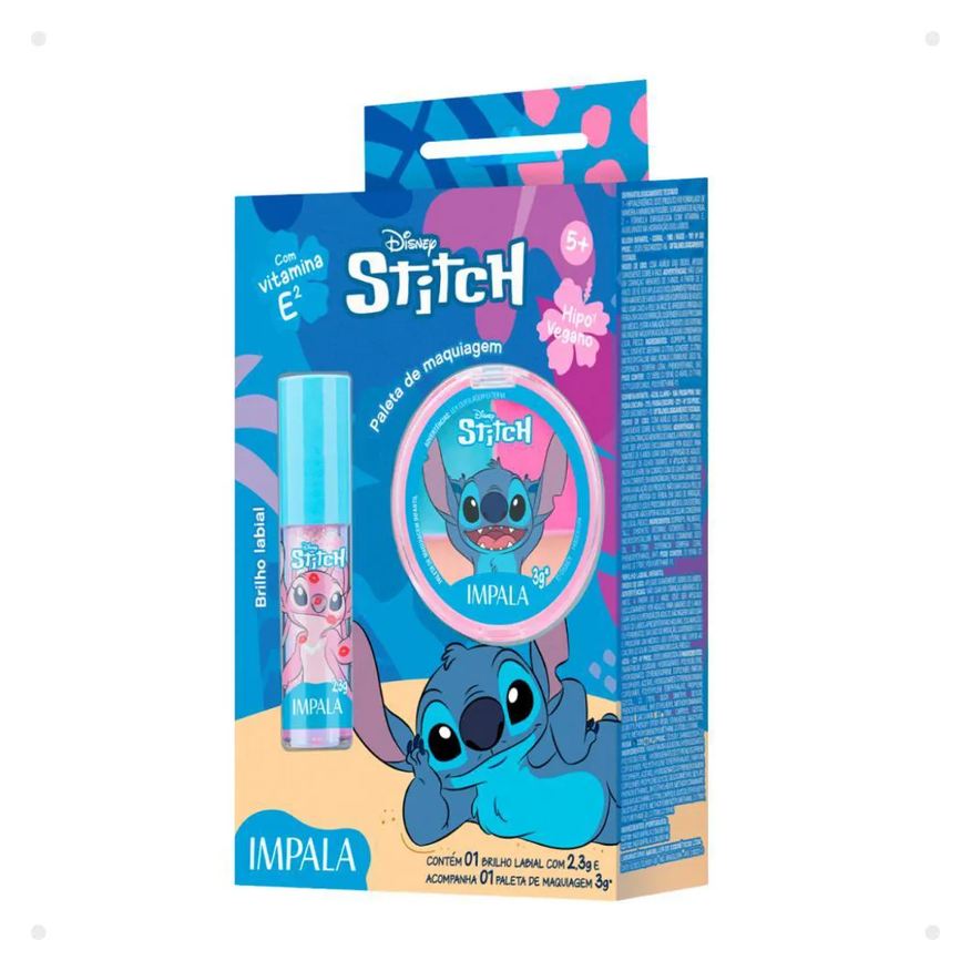 Impala Kit Stitch: 1 Brilho Labial e 1 Paleta de Maquiagem