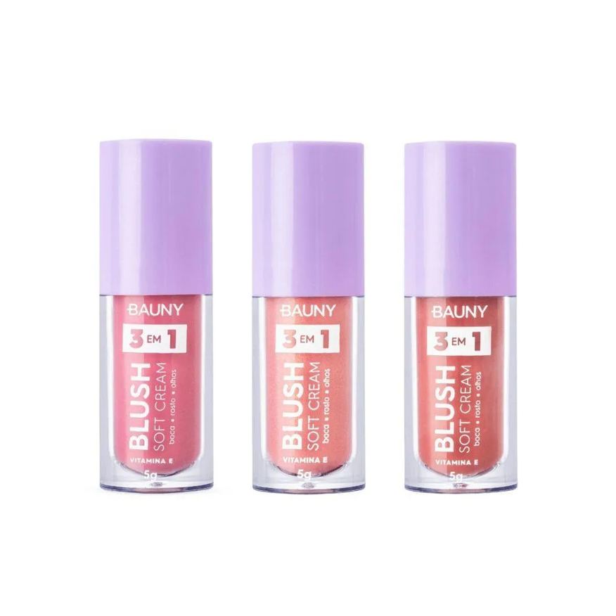 Bauny Kit Blushs Líquido Soft Cream 3 em 1 Dreamy+magic+sunny