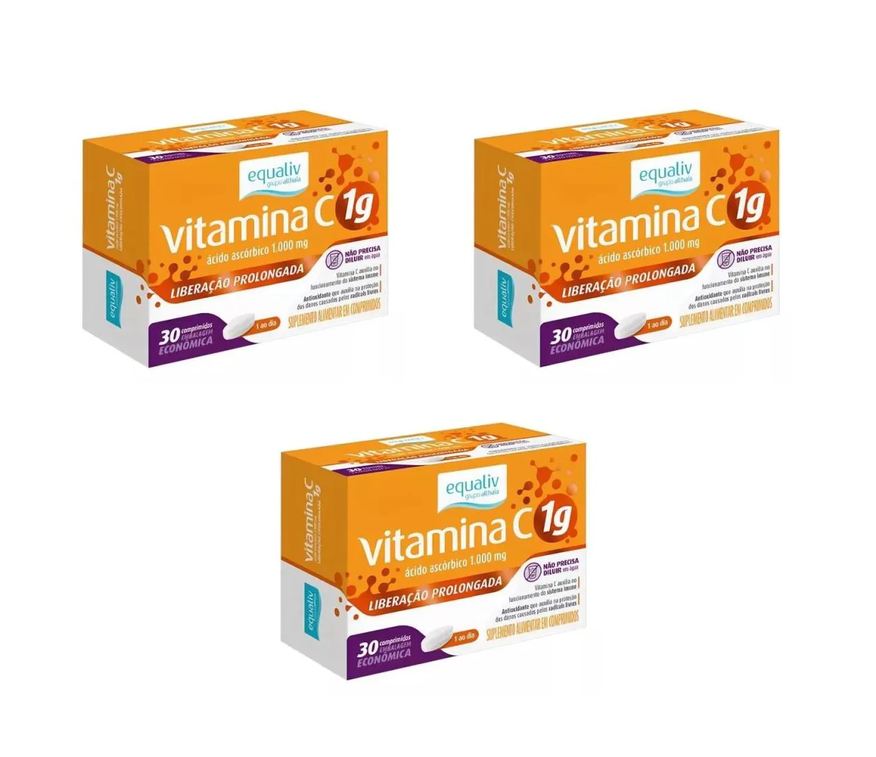 EQUALIV KIT 3 VITAMINA C 1g ÁCIDO ASCóRBICO 30COMPS