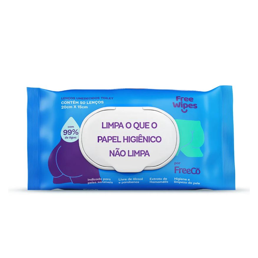 Umedecido Lenço Toilet Free Wipes 4 Unidades