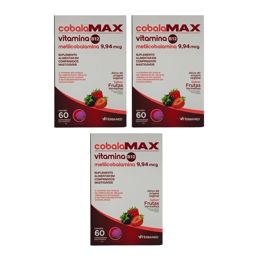 Herbamed 3 Unidades Vitamina B12 Cobalamax 60 comprimidos
