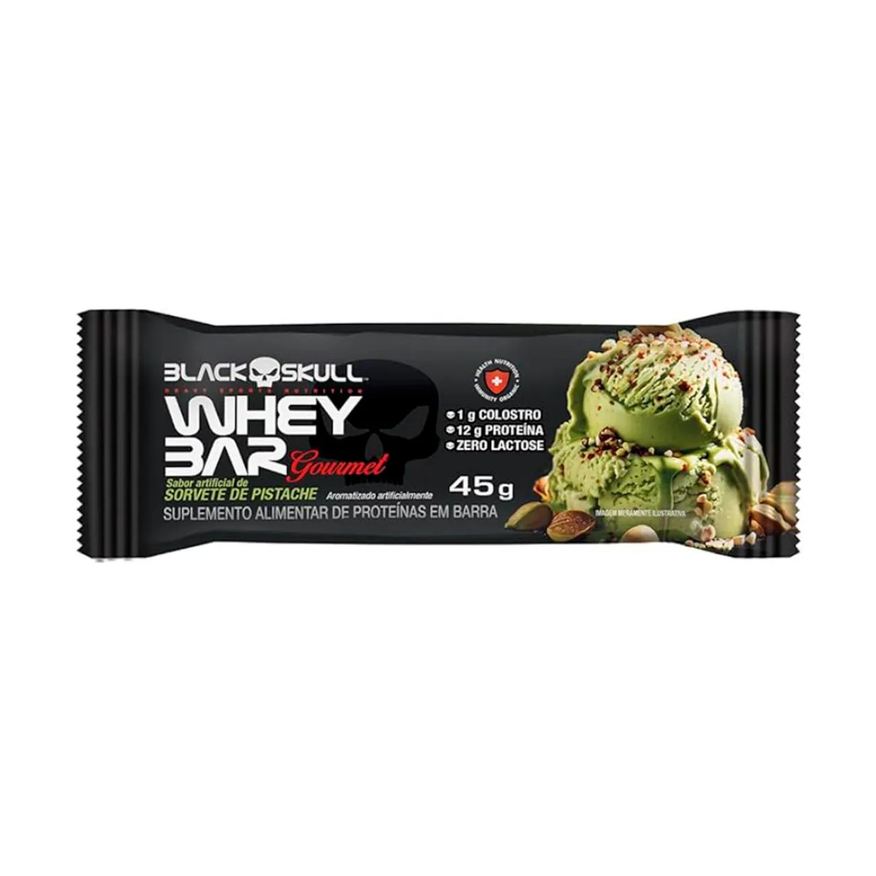 Black Skull Barra de Proteína Whey Bar Gourmet Sorvete de Pistache 45g