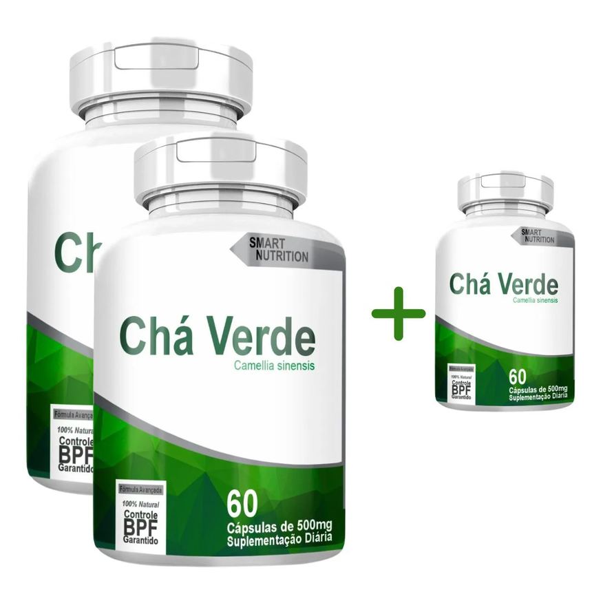4Elementos Cha Verde Kit com 3 Potes com Total de 180 Capsulas