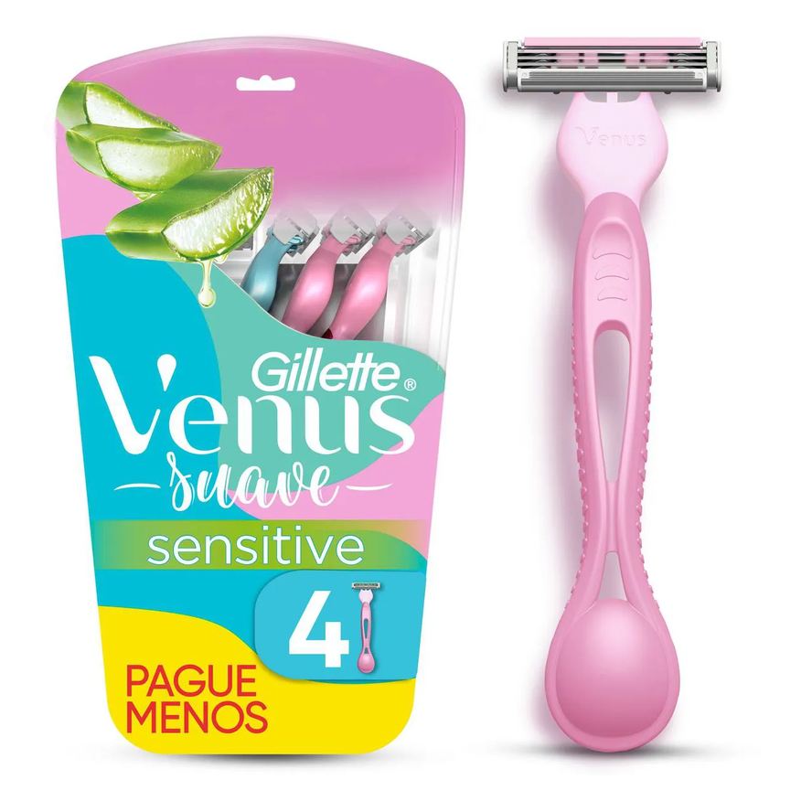 Gillette Aparelho de Depilar Venus Suave Sensitive 4 unidades
