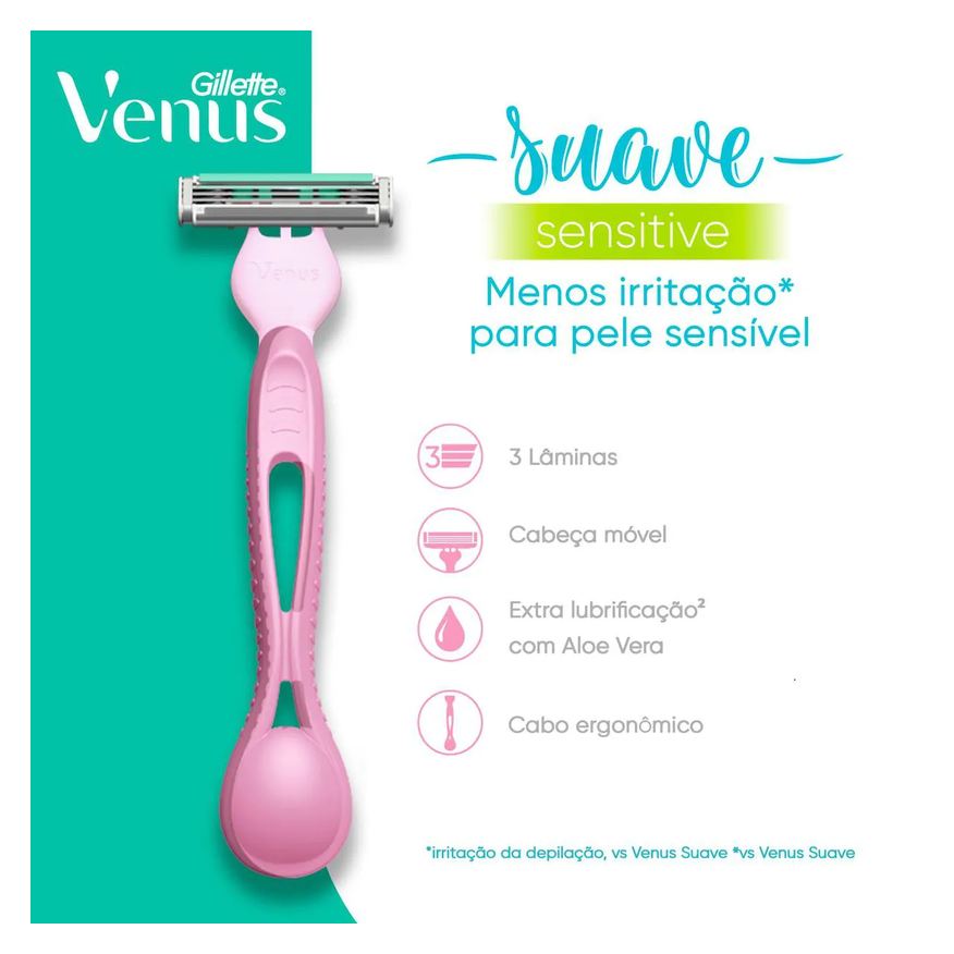 Gillette Aparelho de Depilar Venus Suave Sensitive 2 unidades