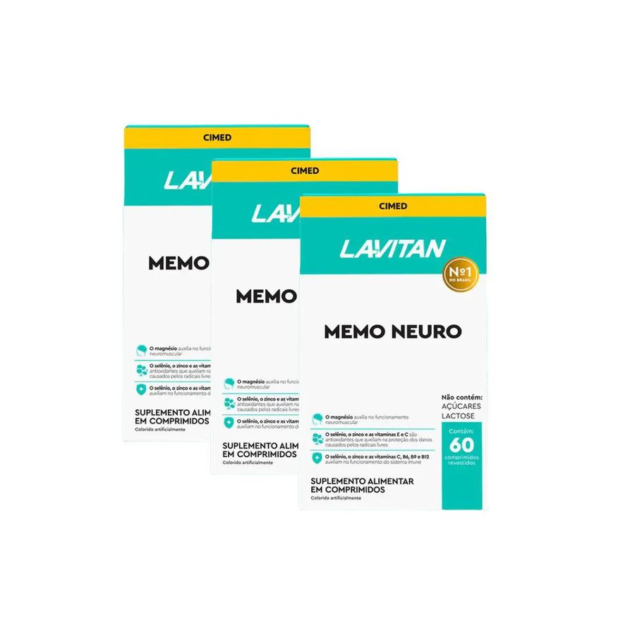 Cimed Kit 3 Lavitan Memo Neuro Memória - 60 cápsulas
