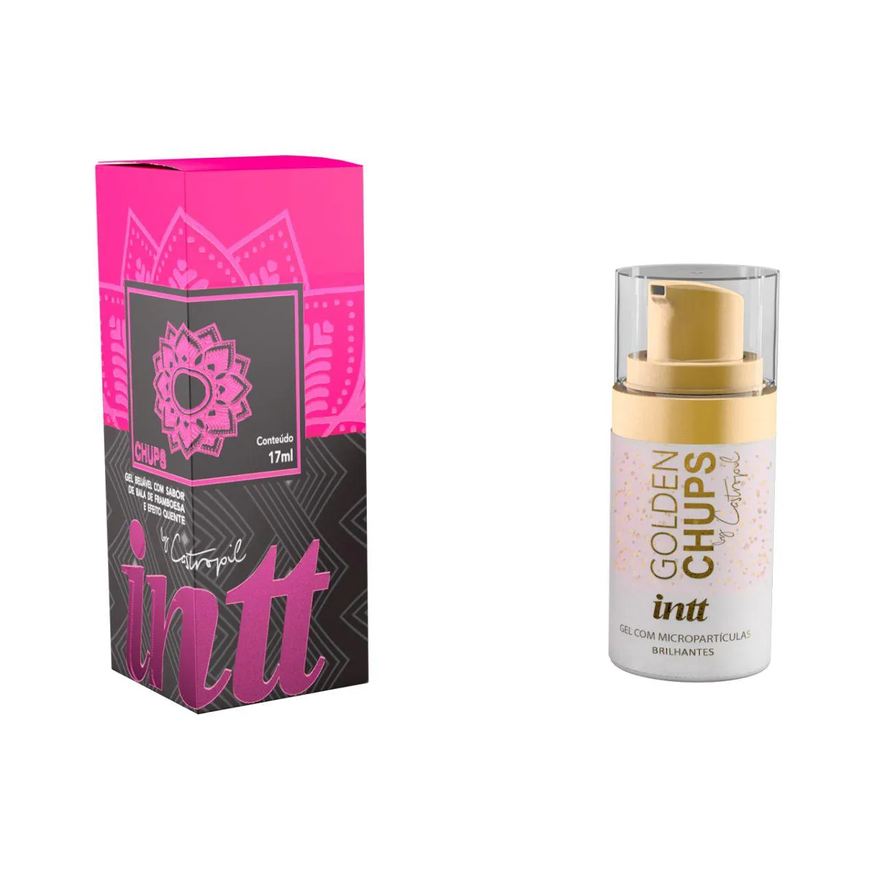 Intt Cosméticos Gel Beijável Golden Chups com Sabor Framboesa e Efeito Quente By Castropil
