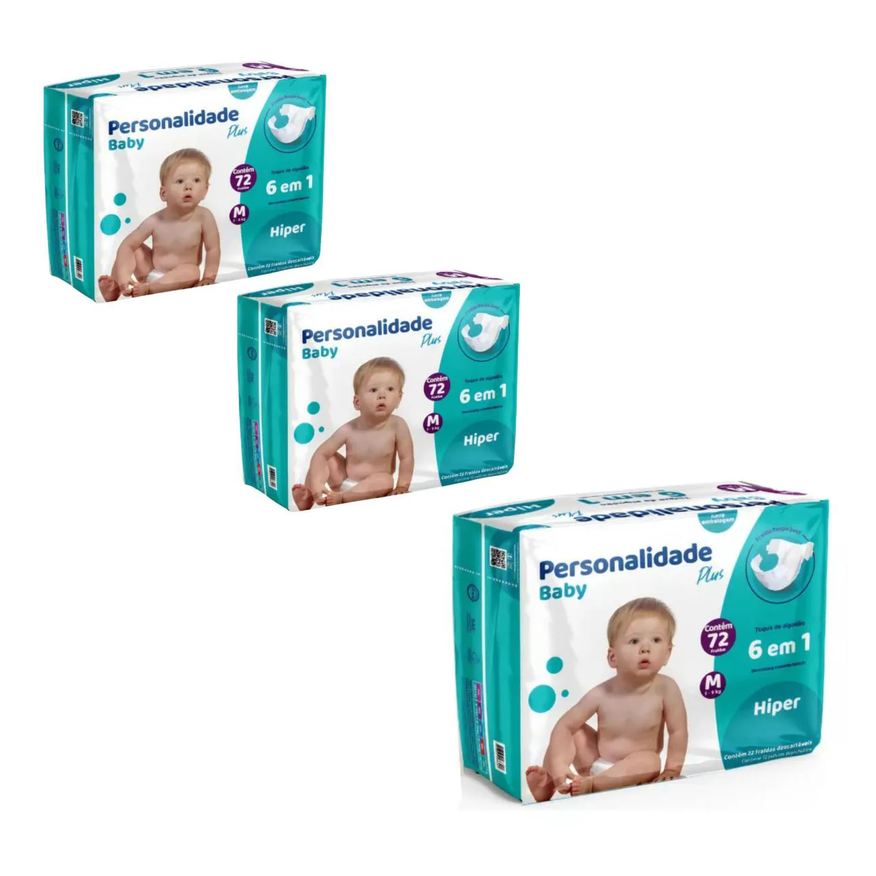 Personalidade Baby Kit C3 Fralda Infantil Baby Plus M C72 - Personalidade