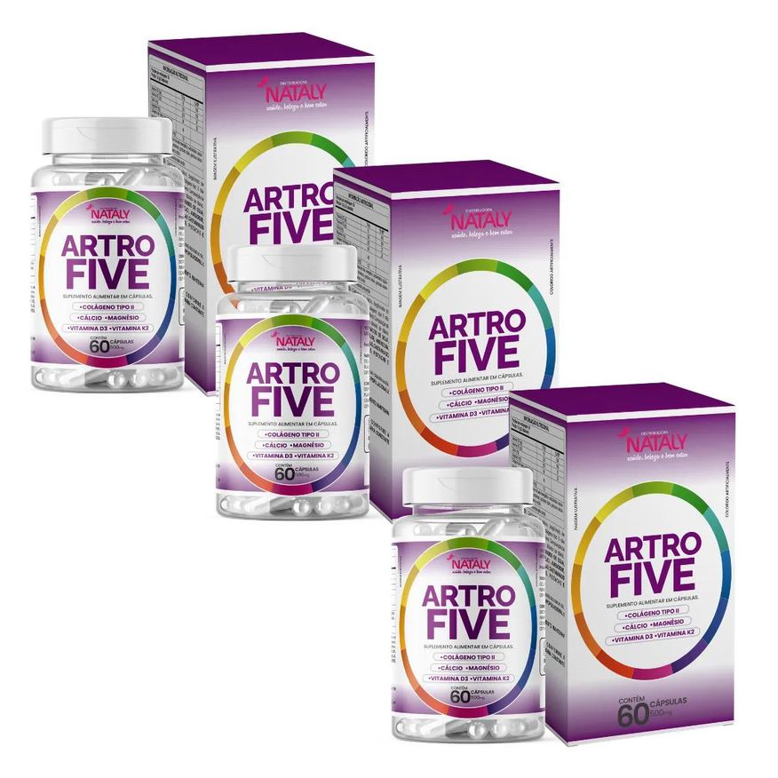 Nataly Kit com 3 - Artrofive Colágeno Tipo Ii 60 Capsulas de 500mg