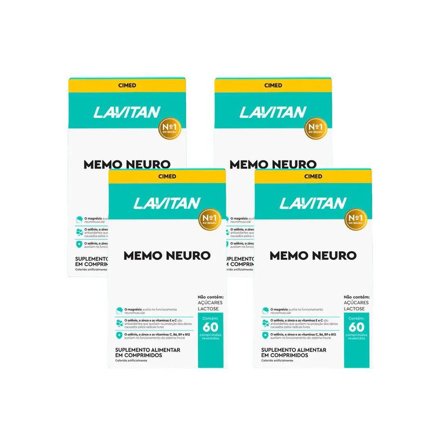 Cimed Kit 4 Lavitan Memo Neuro Memória - 60 cápsulas