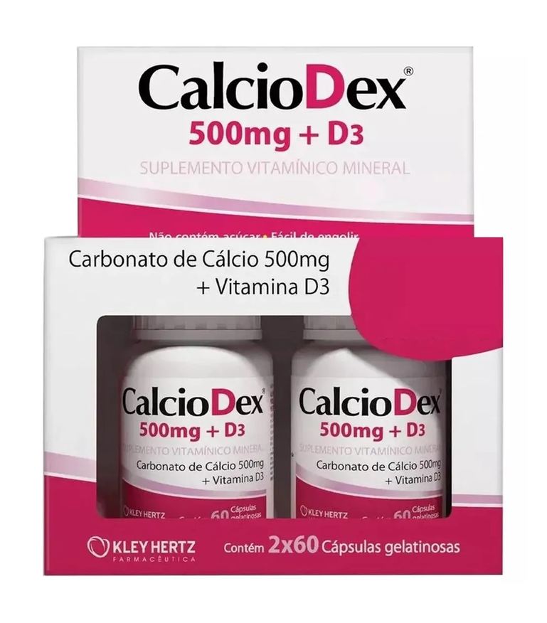 Kley Hertz Kit Calciodex 500mg + D3 com 120 cápsulas