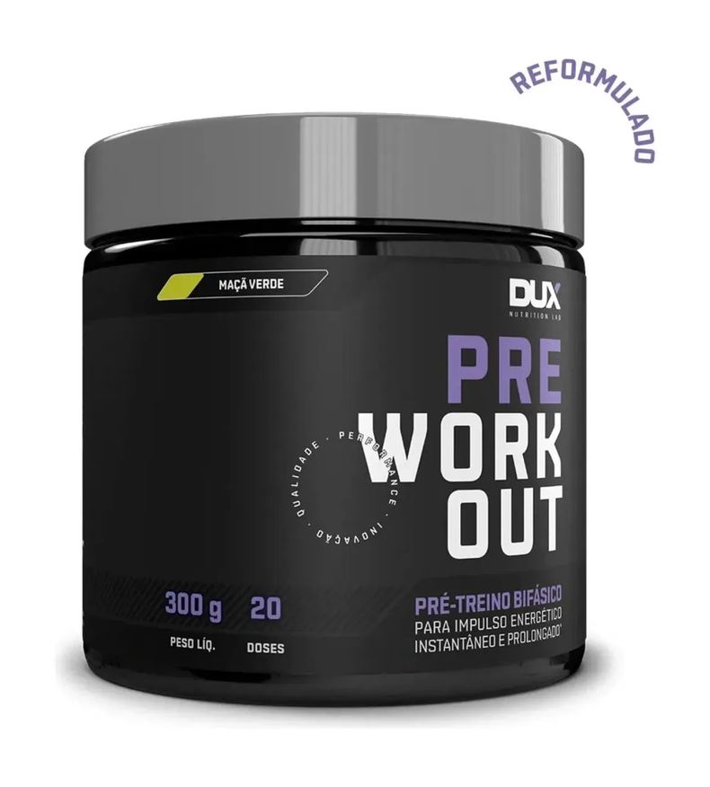 Dux Nutrition Pre Workout Original Sabor Maça Verde Pote 300g Dux