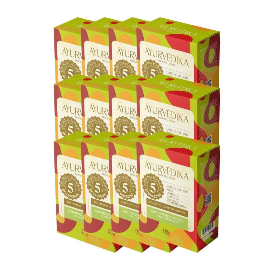 Ayurvedika Kit 12 Sabonetes Barra 100% Vegetais Mystical Wood Ayurvédika