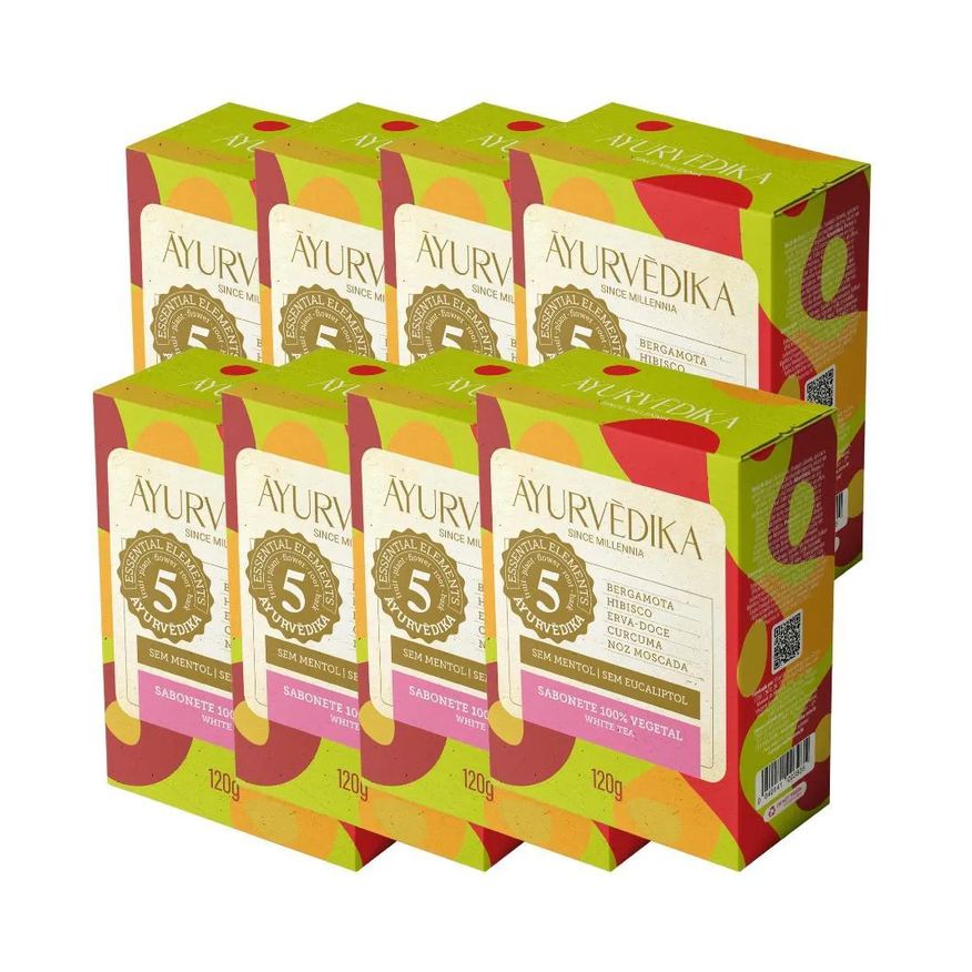 Ayurvedika Kit 8 Sabonetes Em Barra 100% Vegetais White Tea Ayurvédika