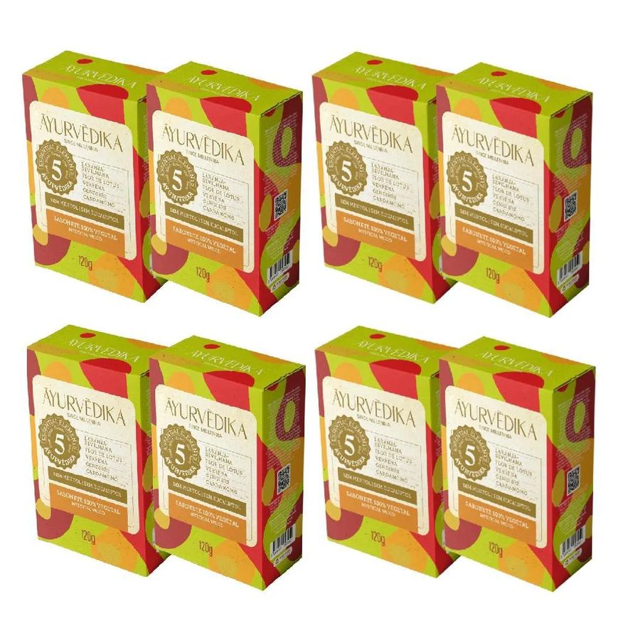 Ayurvedika Kit 8 Sabonetes Barra 100% Vegetais Mystical Wood Ayurvédika