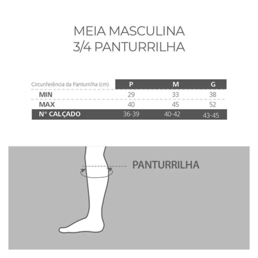 Attiva Meia ¾ Panturrilha Alta Compressao 20-30 Mas Fechada Preta Tamanho G Cor Preta