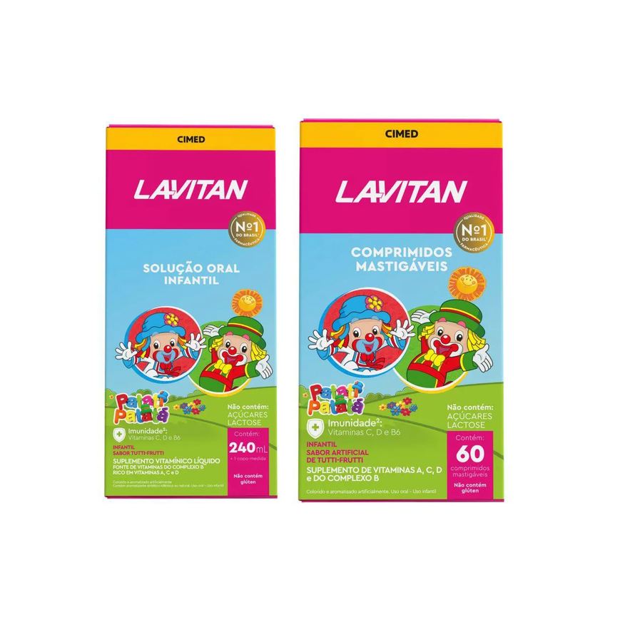 Cimed Kit Suplemento Alimentar Lavitan Kids Tutti Frutti Oral e Comprimidos