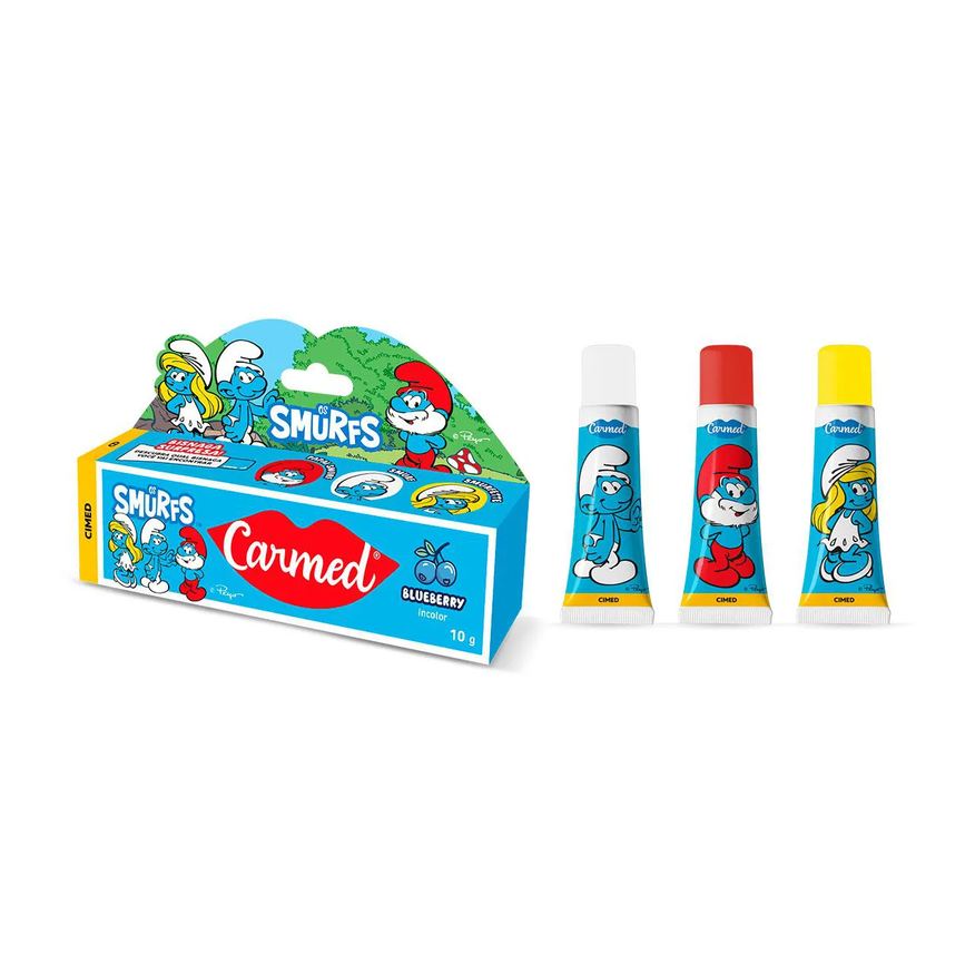 Labial Hidratante Carmed Os Smurfs Blueberry Incolor 10g